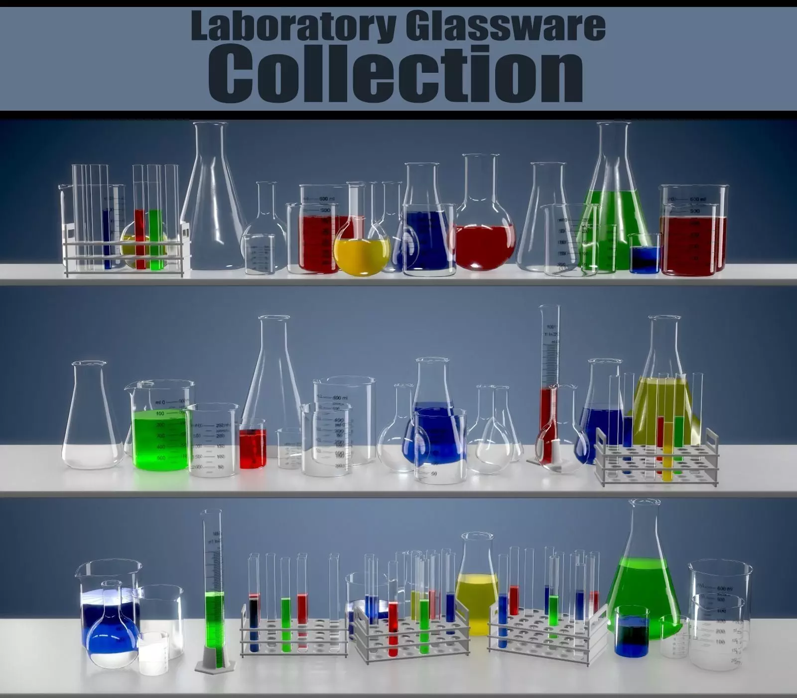Chemistry Equipment Low-poly 3D model_0