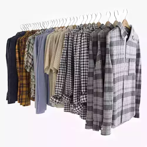 Collection Shirt group of plaid shirts hanging on hanger