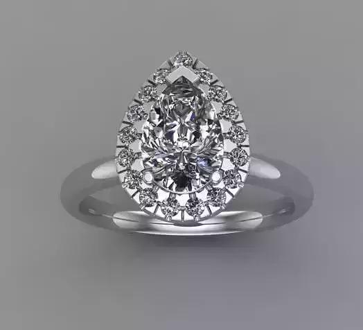 1 CARAT PEAR SHAPED HALO ENGAGEMENT RING
