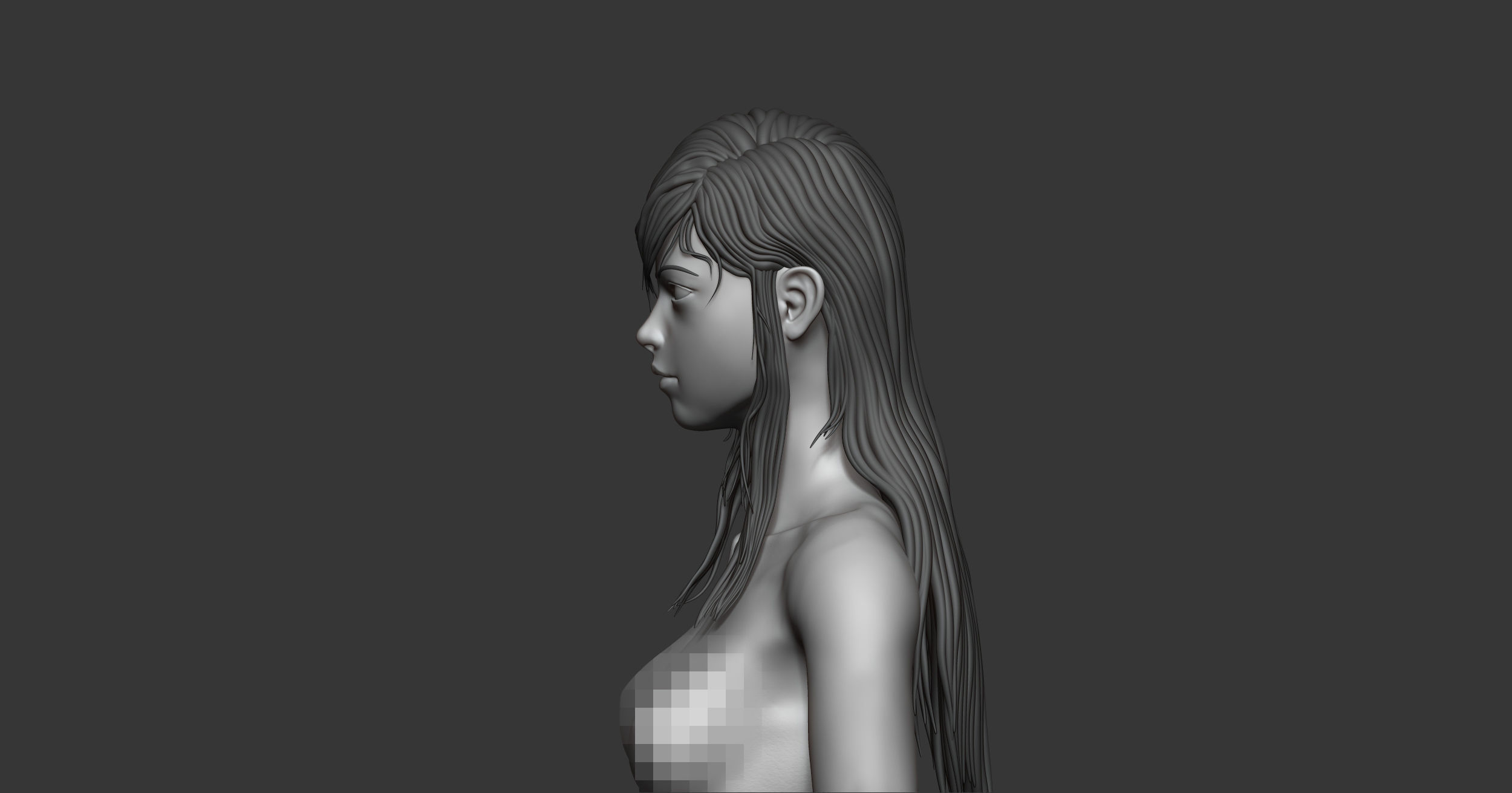 Female anatomy with hair Basemesh 3D model_3