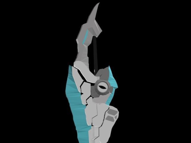 Blunt Sword Blue For Game Low-poly 3D model_4