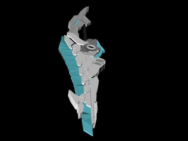 Blunt Sword Blue For Game Low-poly 3D model_3