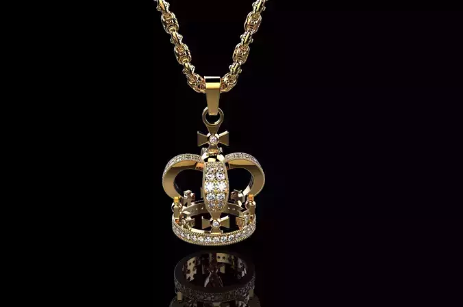 Royal Kings Diamond Crown Necklace
