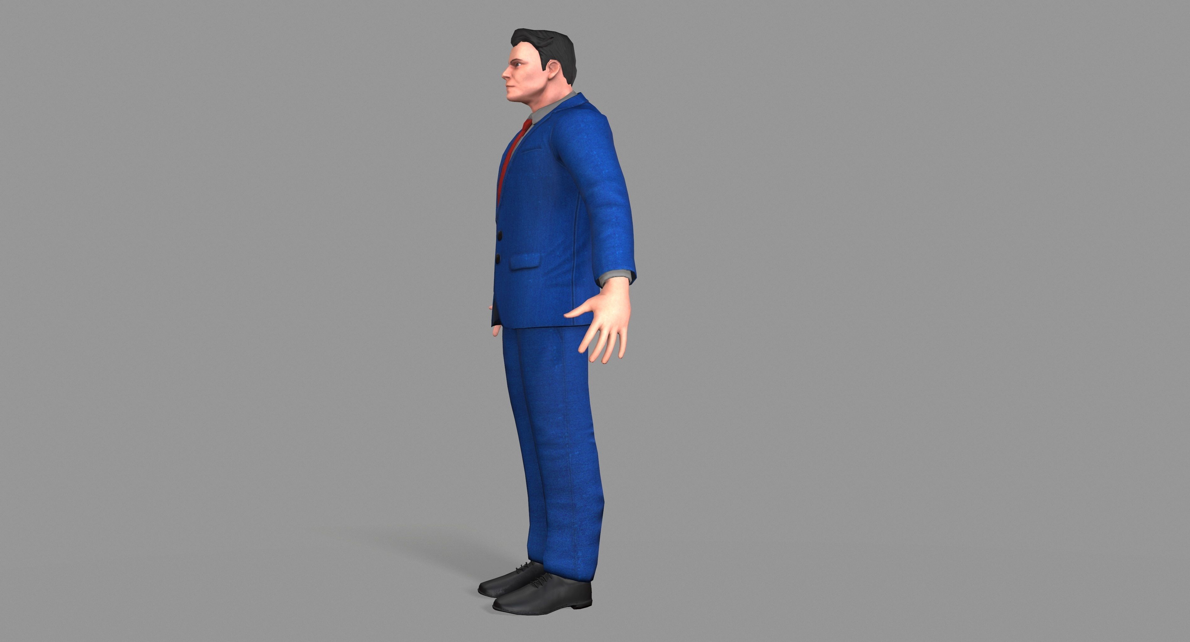 Business Suit Man Low-poly 3D model_11