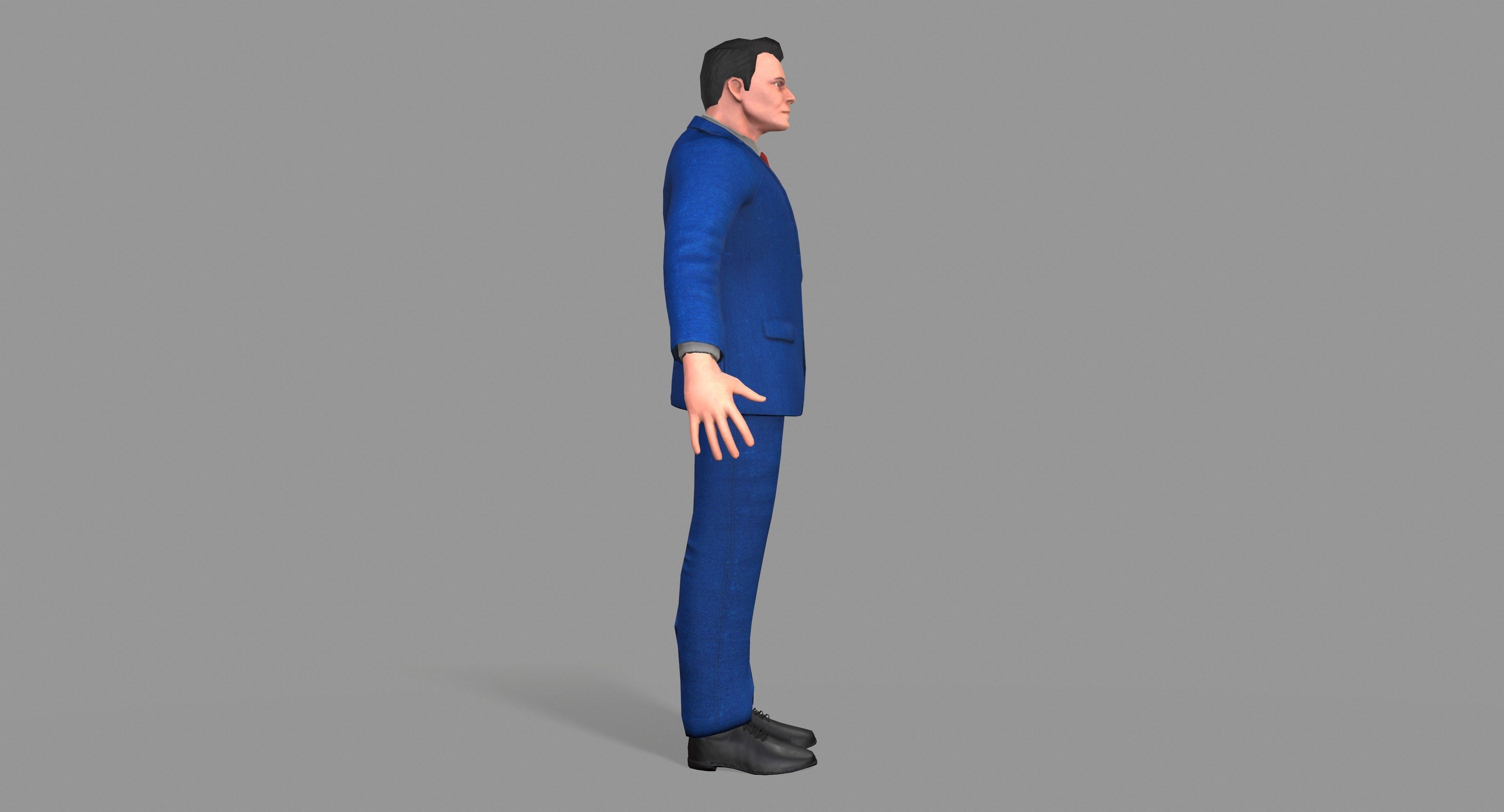 Business Suit Man Low-poly 3D model_5