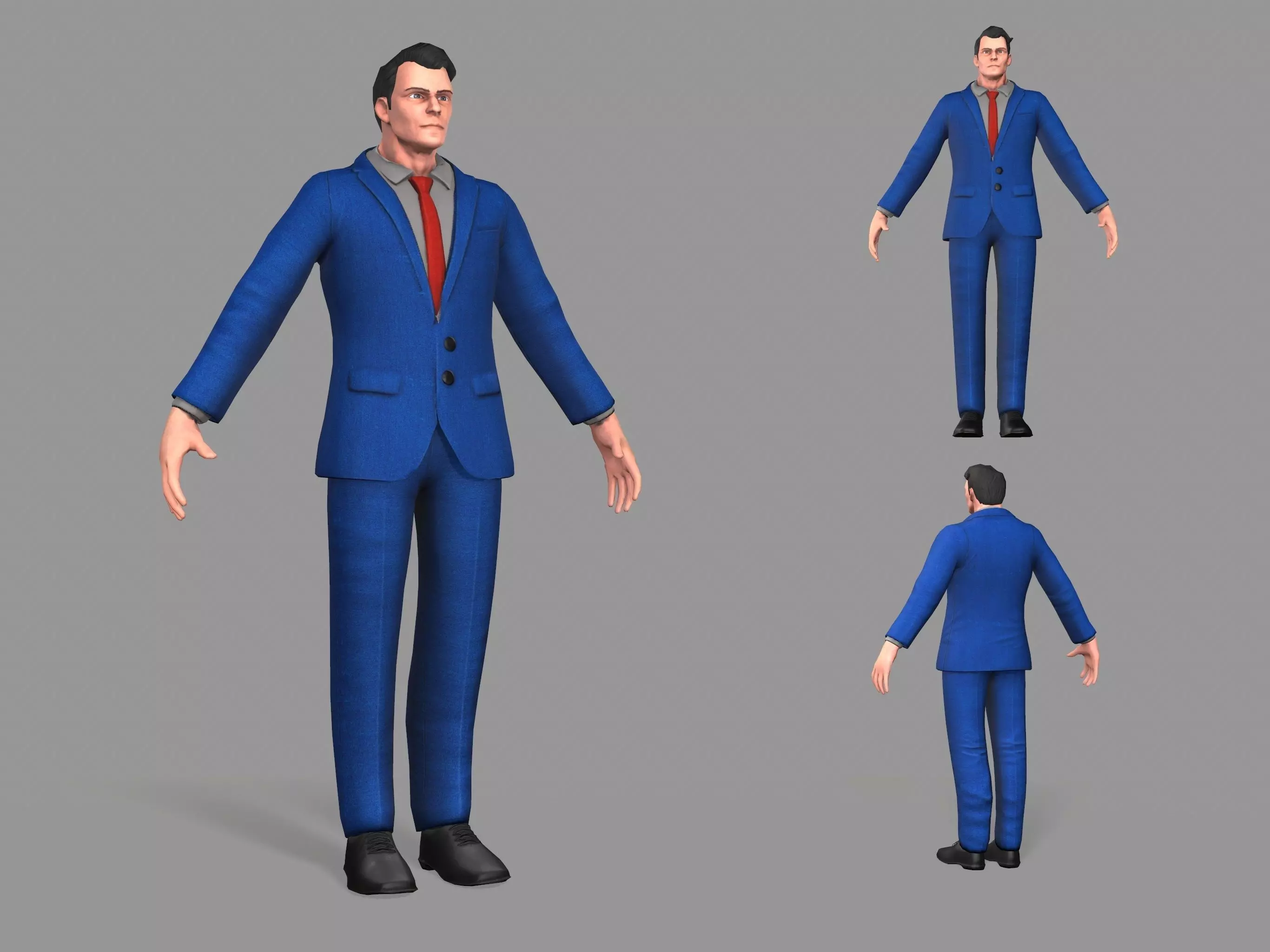 Business Suit Man Low-poly 3D model_0