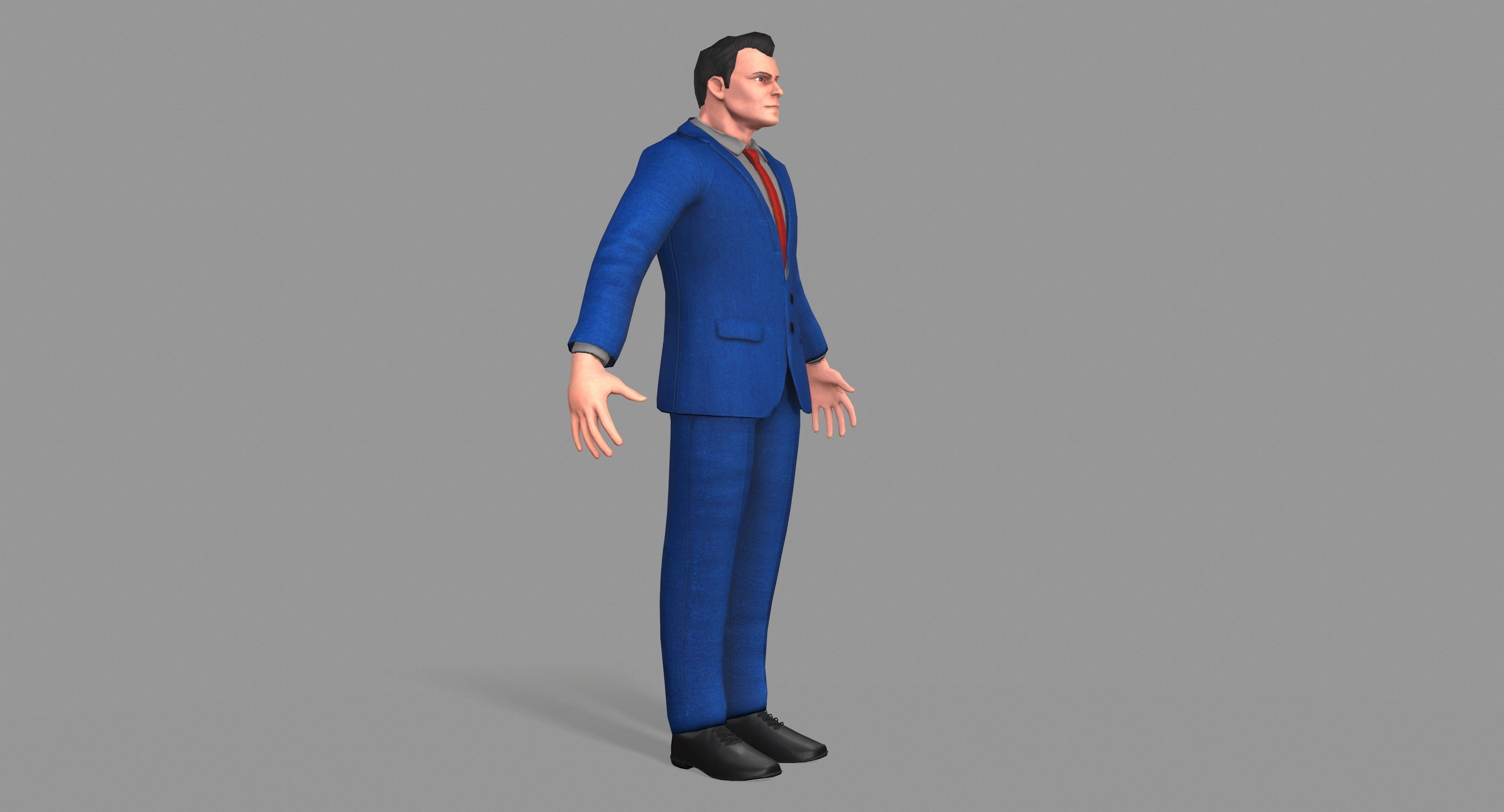 Business Suit Man Low-poly 3D model_4