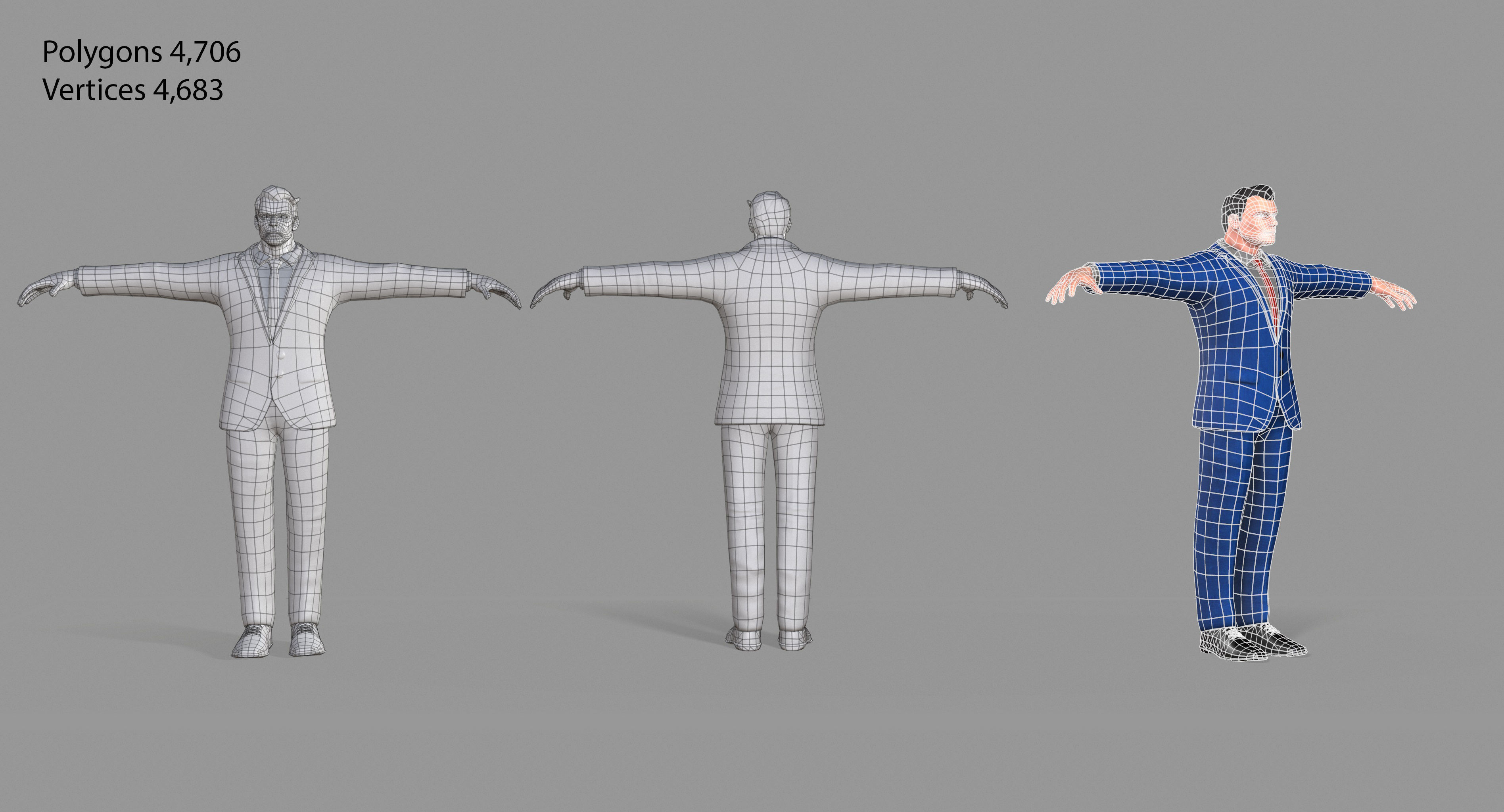 Business Suit Man Low-poly 3D model_1