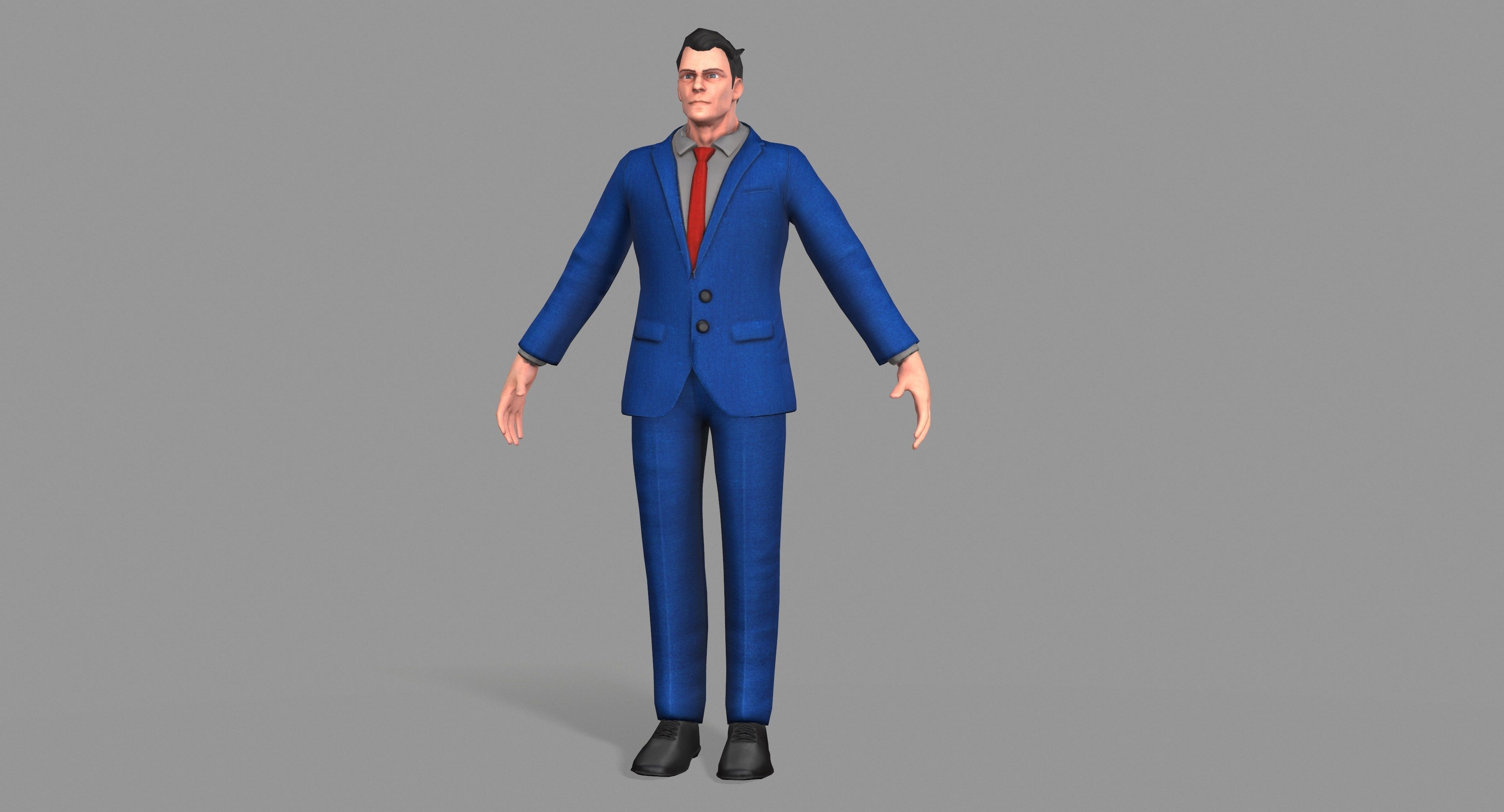 Business Suit Man Low-poly 3D model_13