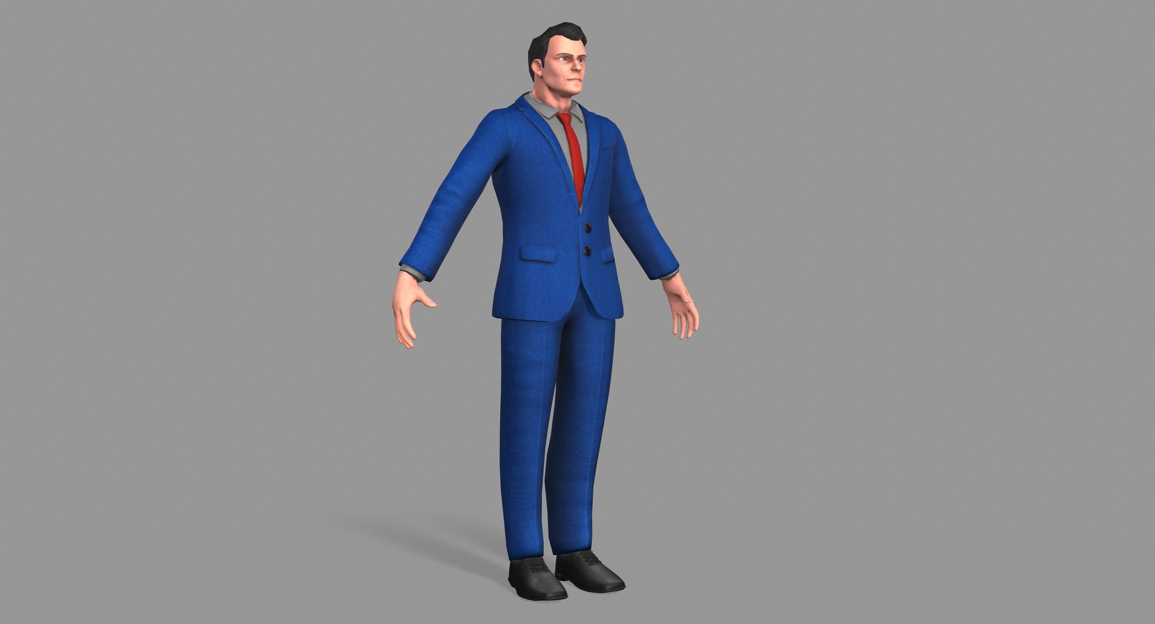 Business Suit Man Low-poly 3D model_3