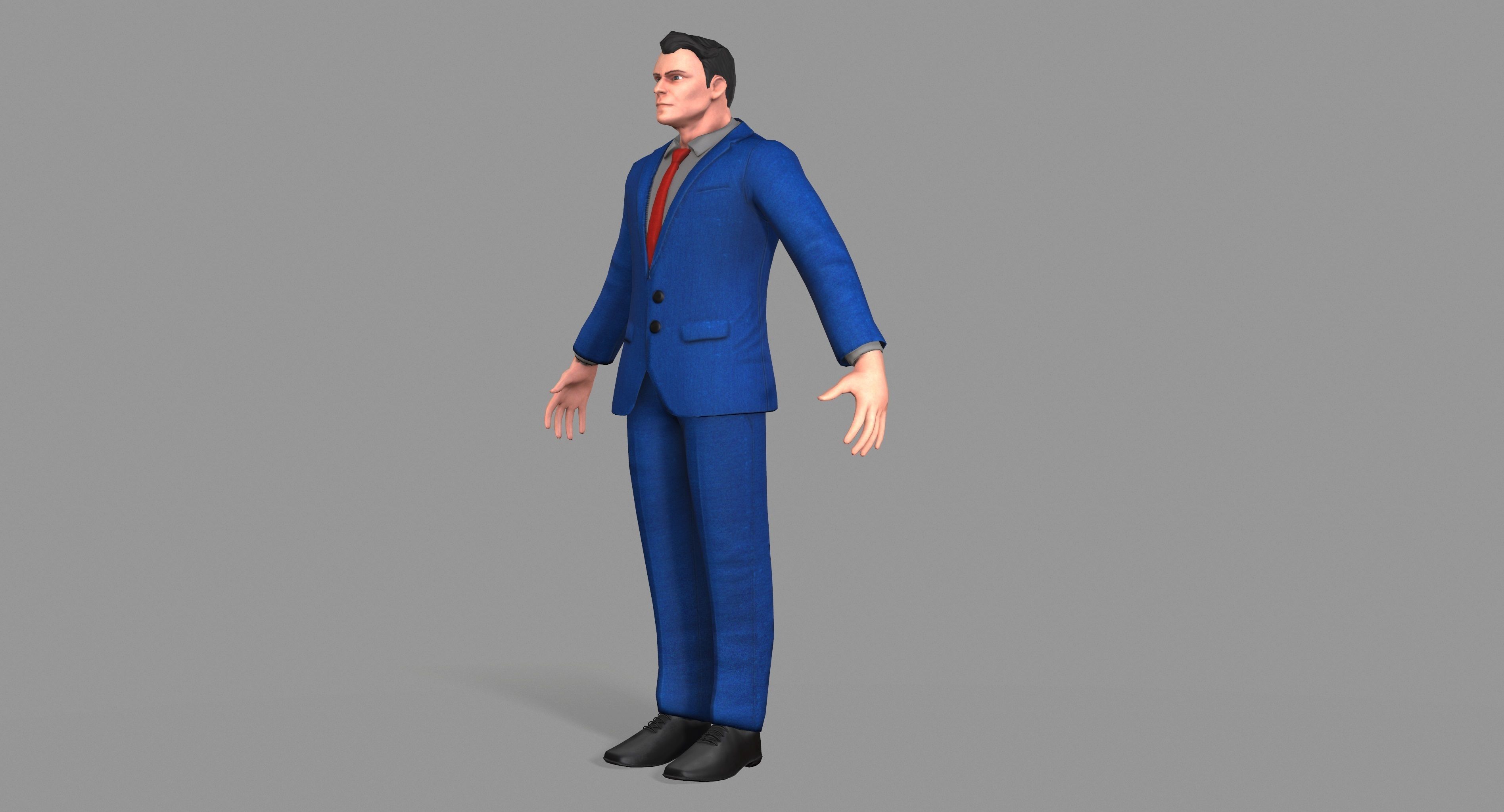 Business Suit Man Low-poly 3D model_12