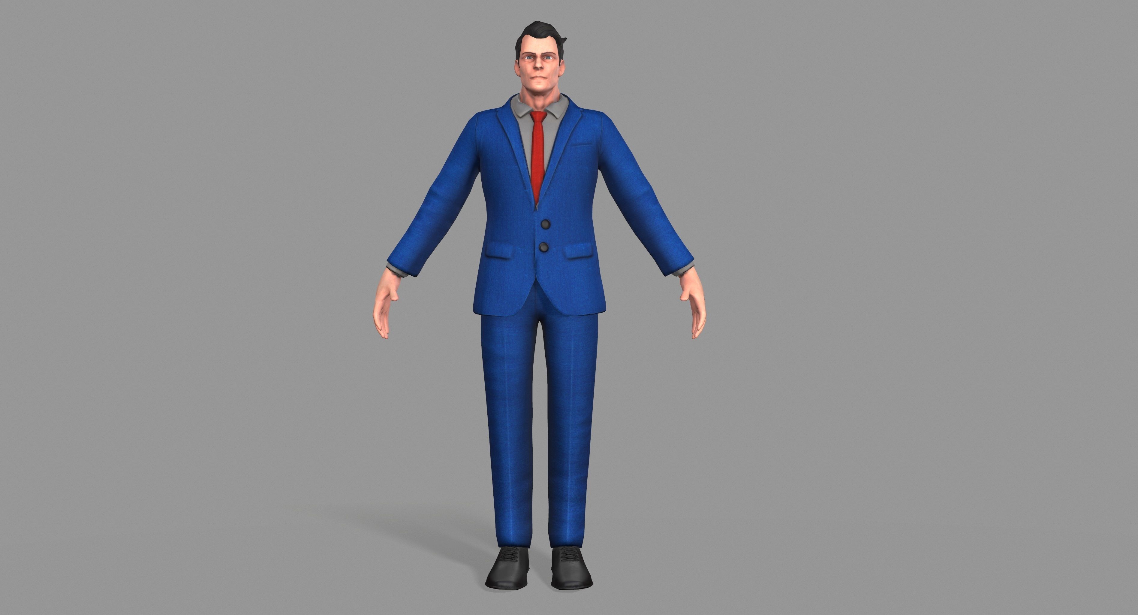 Business Suit Man Low-poly 3D model_2