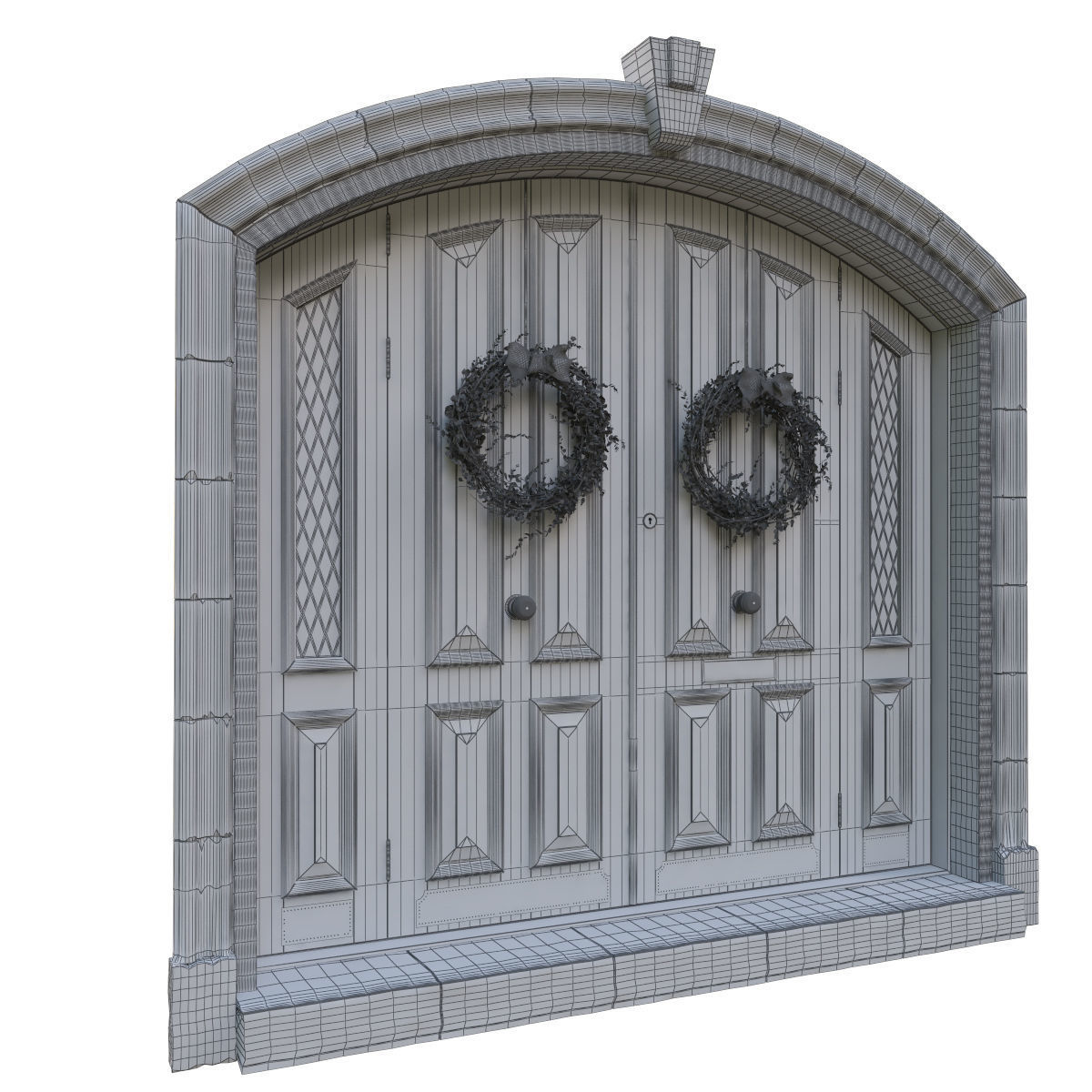 Entrance classic door 05  3D model_7