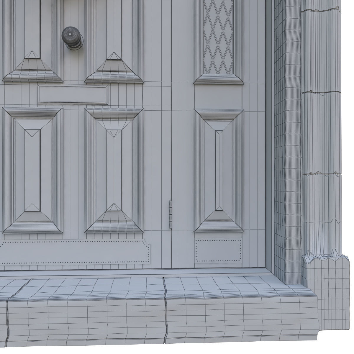 Entrance classic door 05  3D model_9