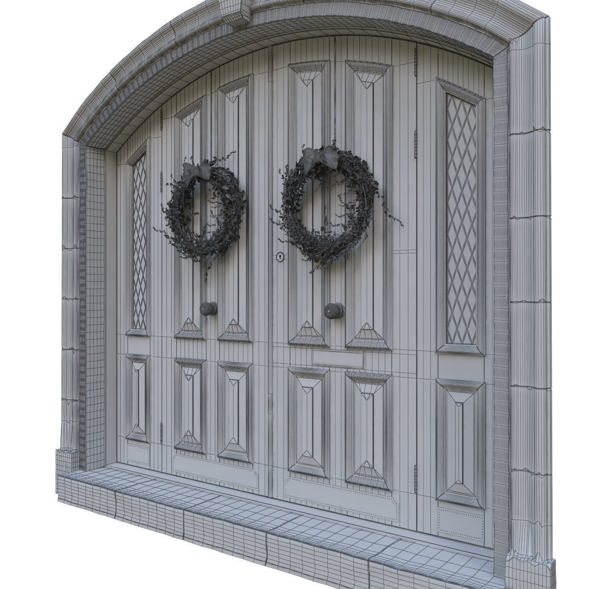 Entrance classic door 05  3D model_8