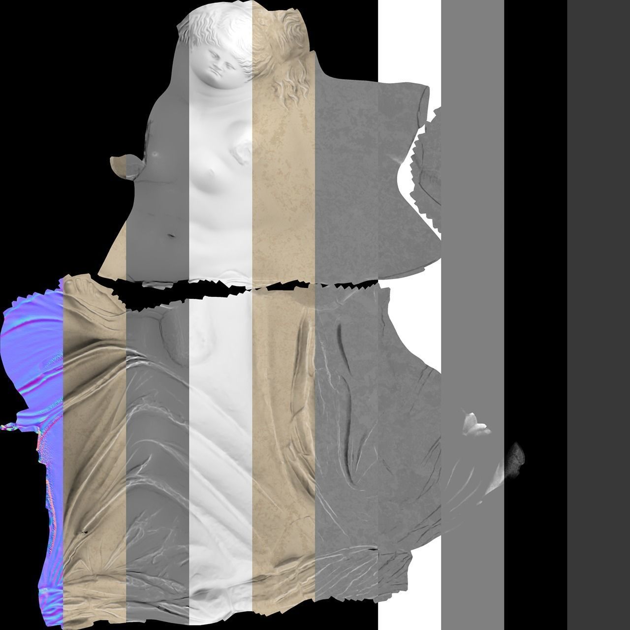 VR Sculpture The Aphrodite of Milos Venus de Milo Ultra-Low-Poly Low-poly 3D model_12