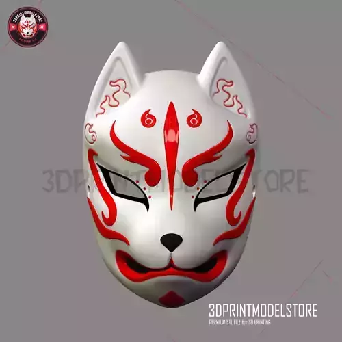 Japanese Fox Mask Demon Kitsune Cosplay STL File 3D print model Japanese Fox Mask Demon Kitsune Cosplay STL File 3D print model
