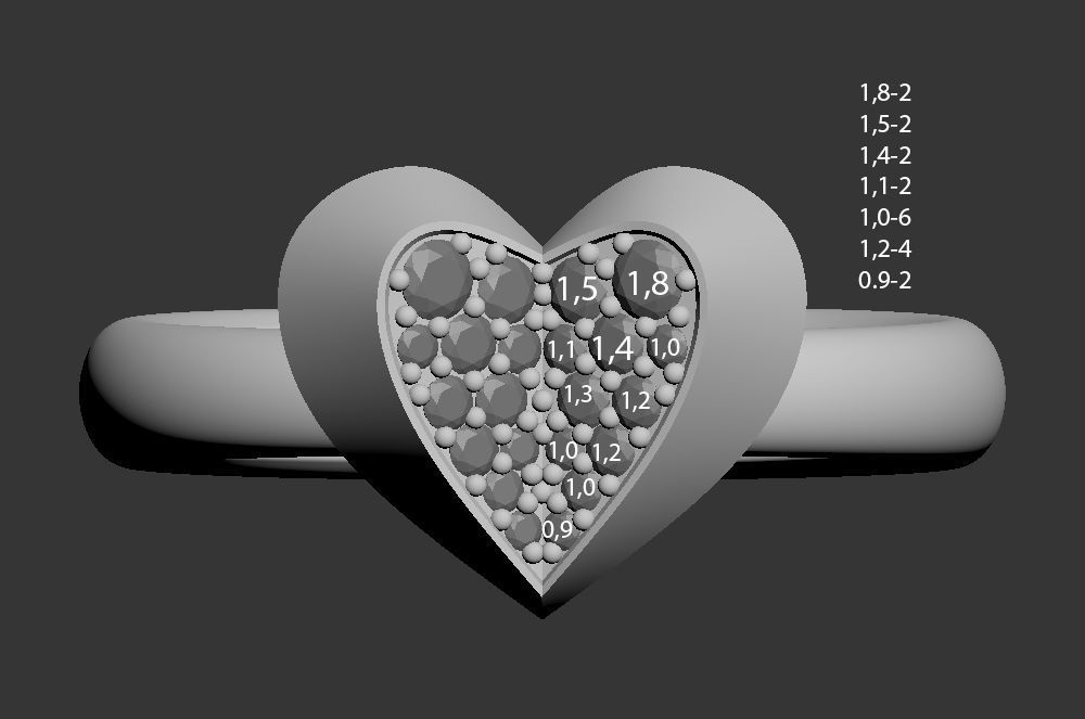 101009 R Heart rings 3D print model_1