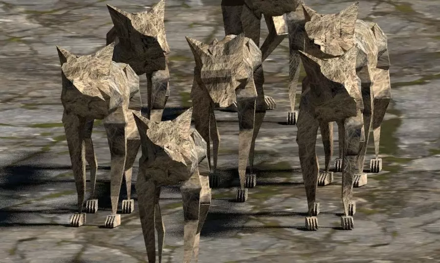 Lowpoly Wolfs with Wolf Rigging Ready for Game Assets or Animate Low-poly 3D model