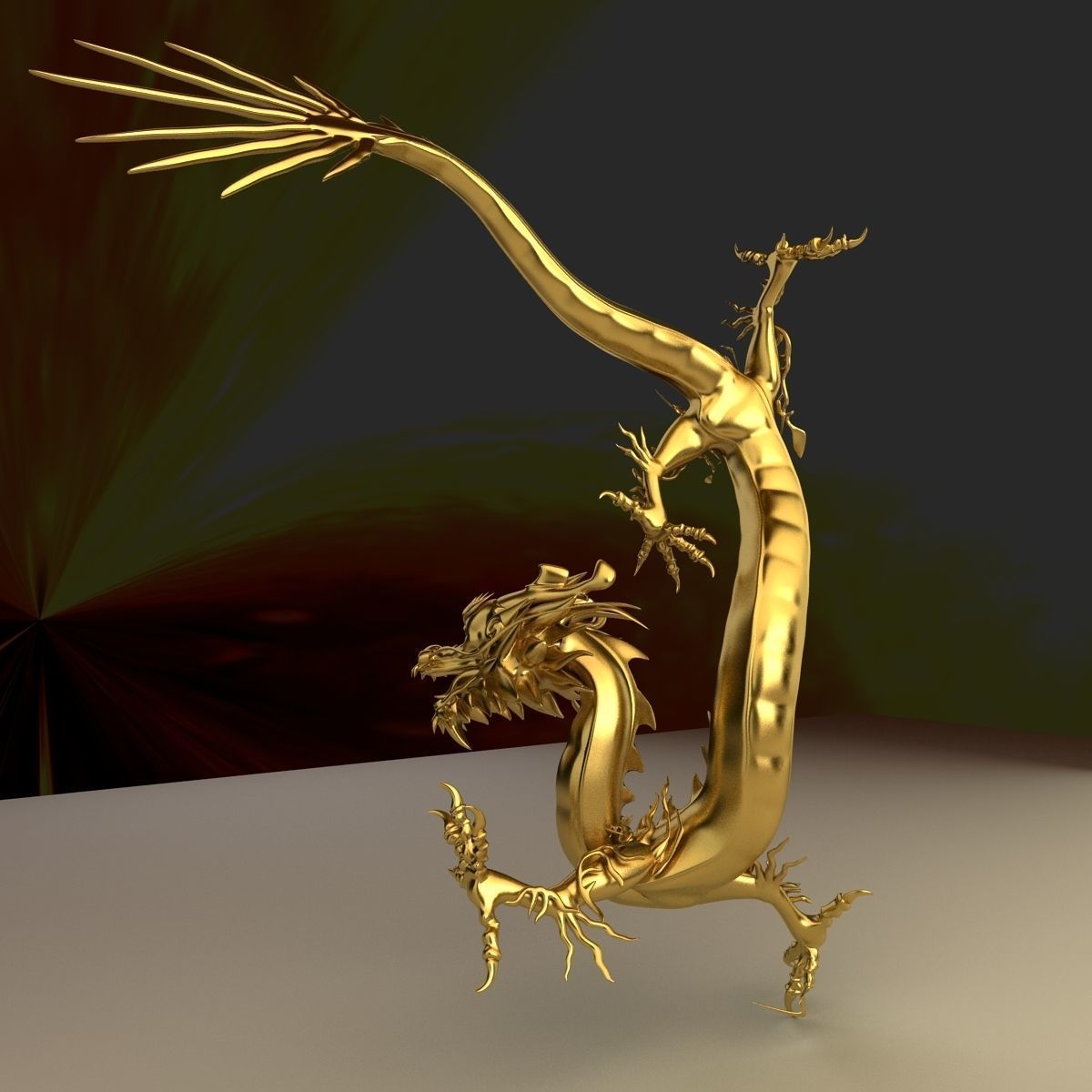 Chinese dragon Low-poly 3D model_1