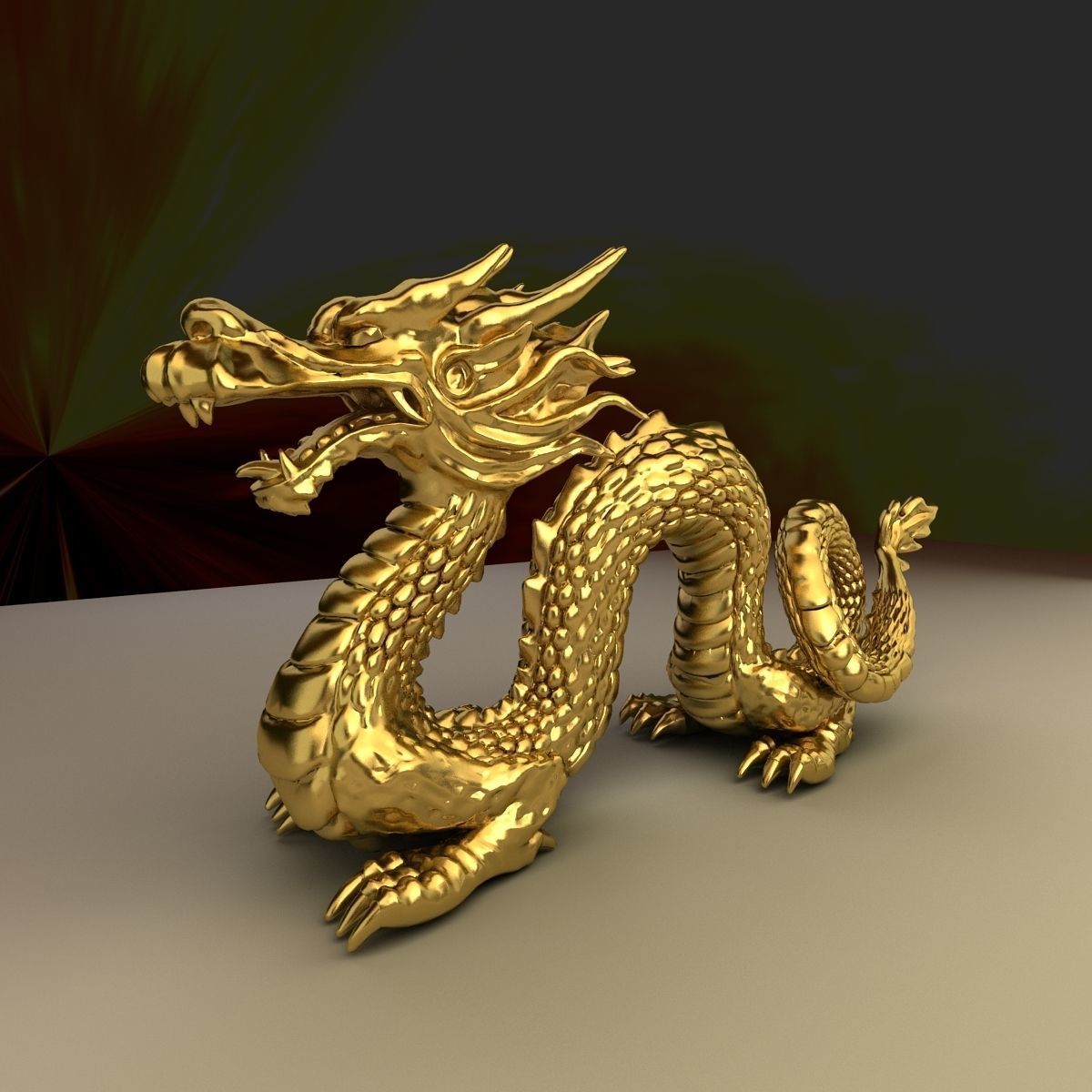 Chinese dragon Low-poly 3D model_1