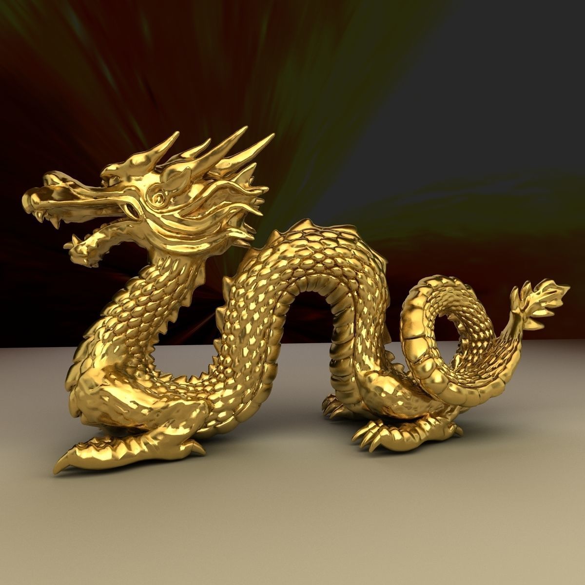 Chinese dragon Low-poly 3D model_5