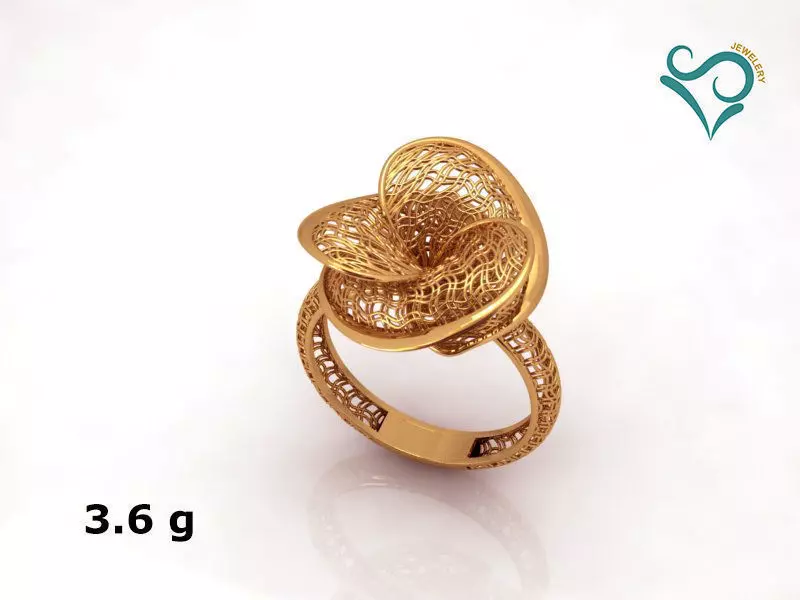 Gold Ring wedding flower ring printable jewel stl 3D print model_0