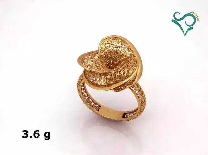 Gold Ring wedding flower ring printable jewel stl 3D print model