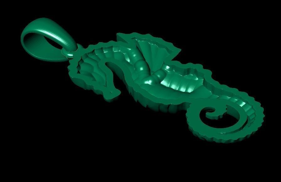 seahorse pendant 3D print model_5