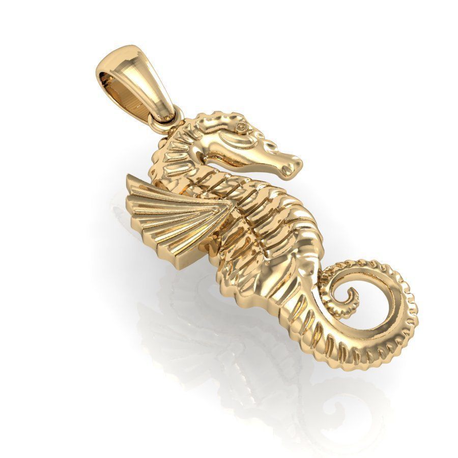 seahorse pendant 3D print model_2