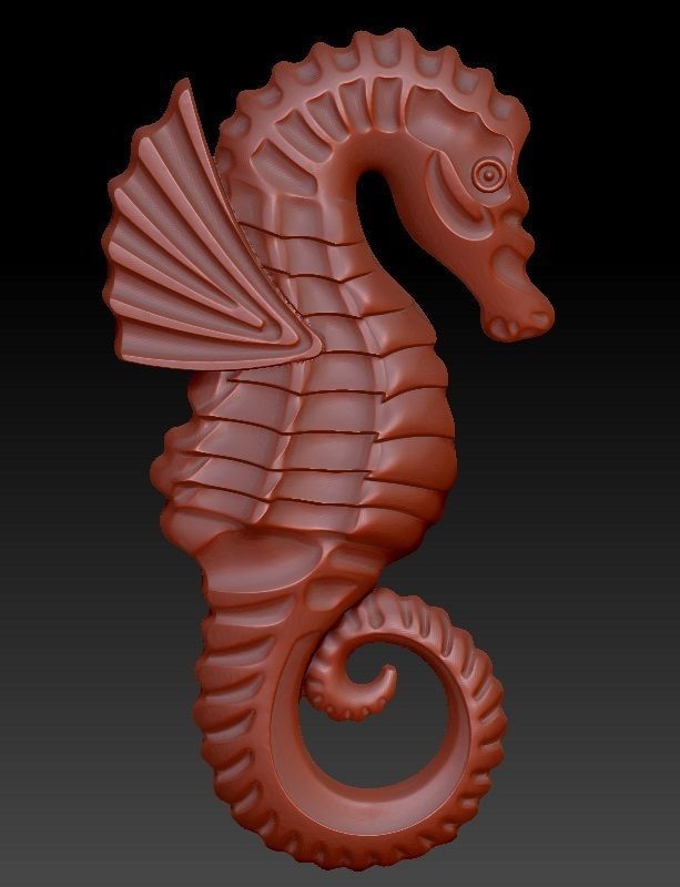 seahorse pendant 3D print model_3