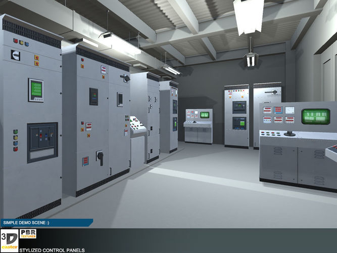 Stylized Control Panels Low-poly 3D model