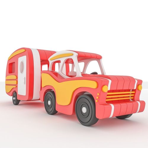 toy car and caravan 3D model