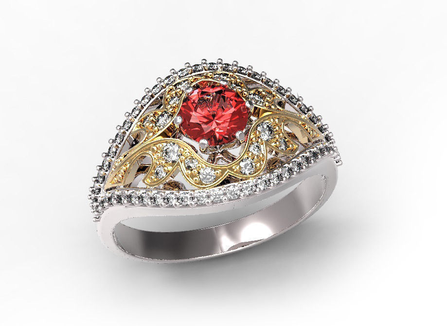 Gold ring with a diamond 3D print model_11