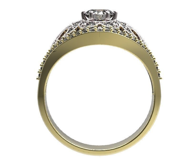 Gold ring with a diamond 3D print model_3