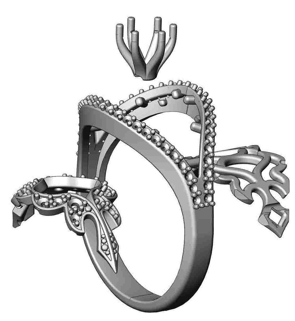 Gold ring with a diamond 3D print model_9