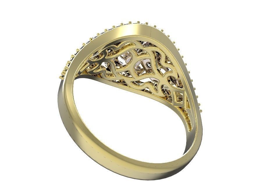 Gold ring with a diamond 3D print model_8