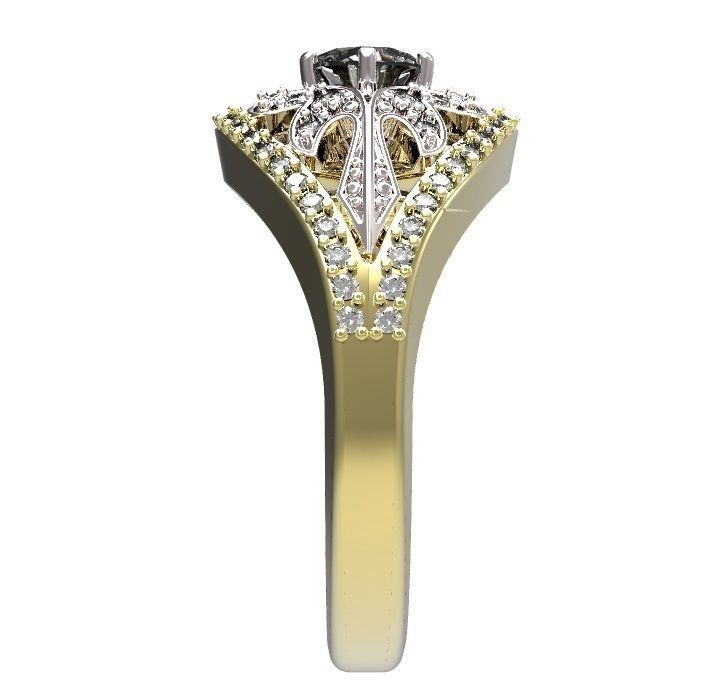 Gold ring with a diamond 3D print model_5
