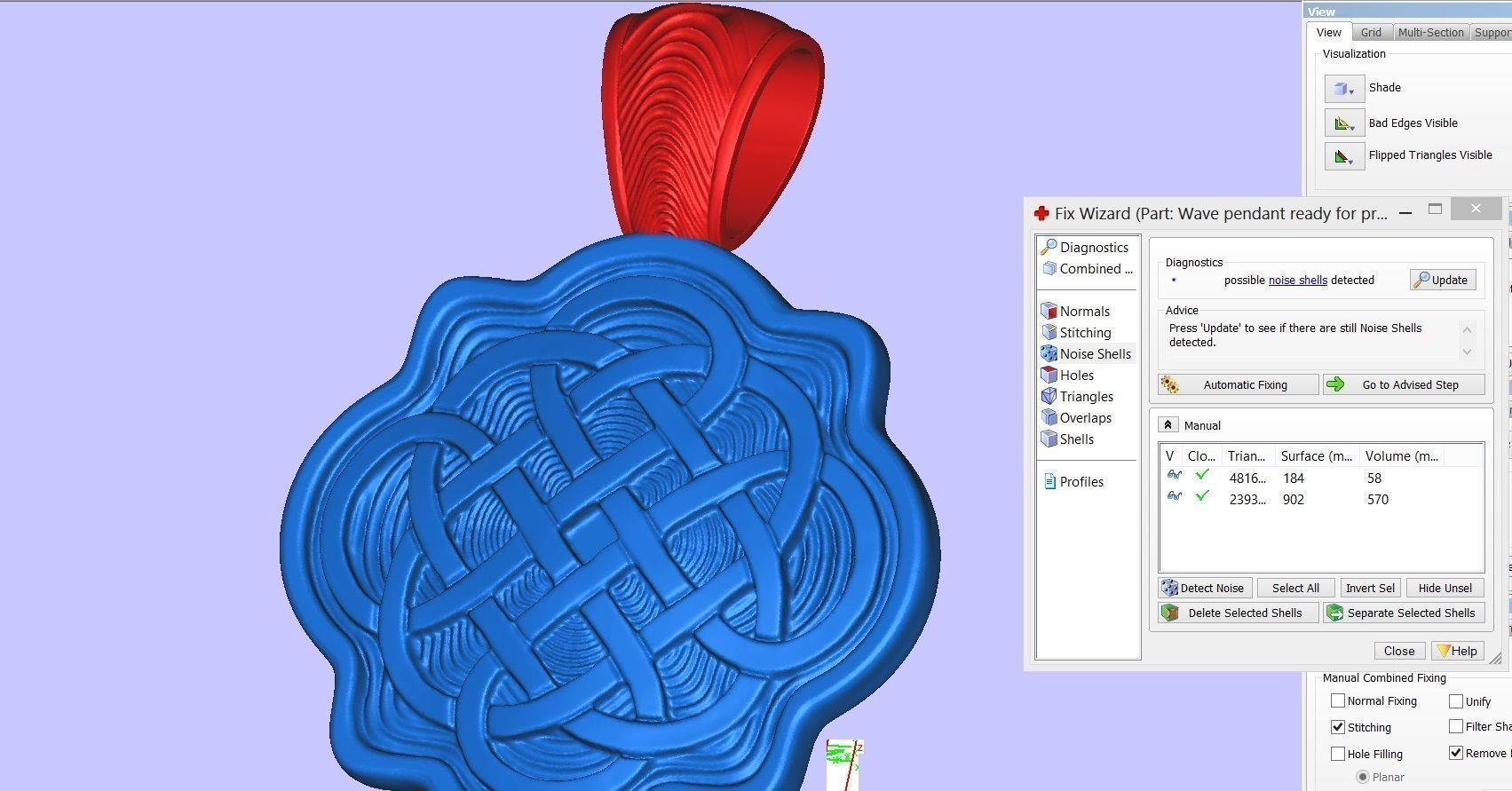 Pendant Shivering Waves 3D print model_4