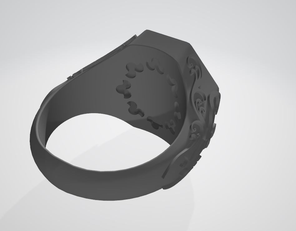 Eight sided face signet ring 3D print model_5