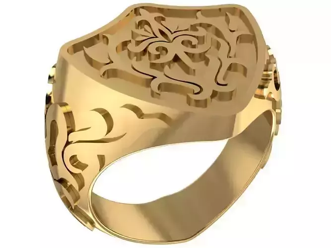 Shield shaped male ring 3D print model