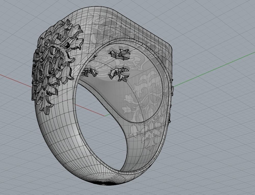 Square style Signet ring 3D print model_4