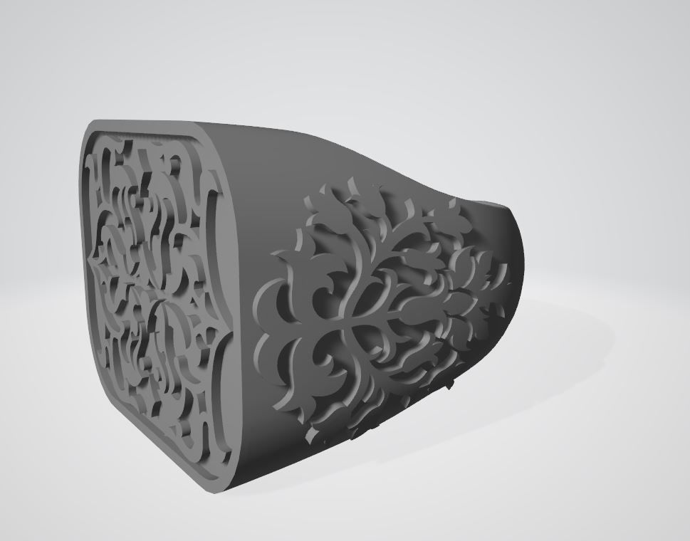 Square style Signet ring 3D print model_2