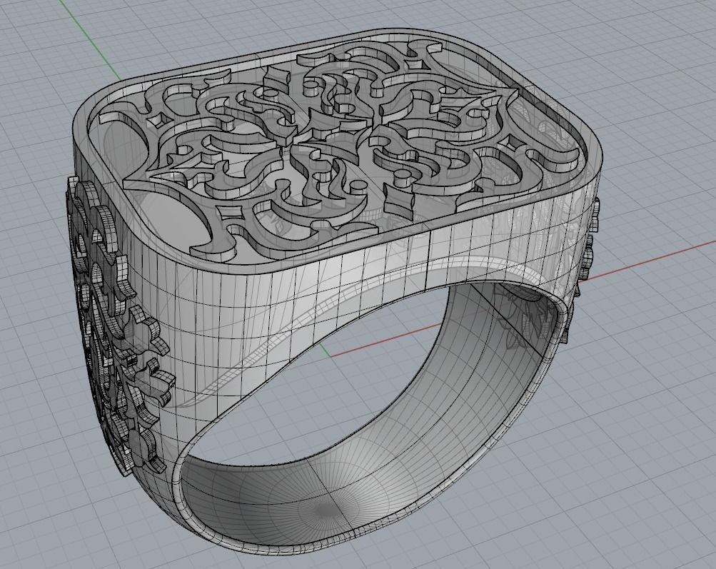 Square style Signet ring 3D print model_3