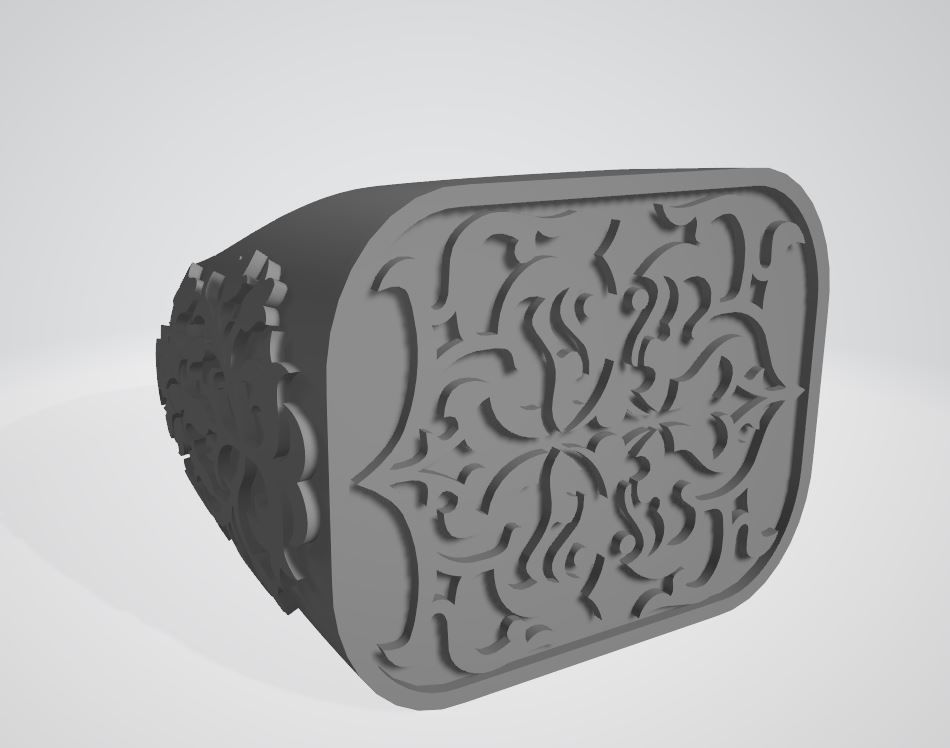 Square style Signet ring 3D print model_1