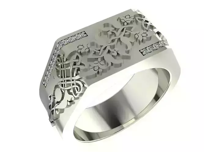 Ring with traditional Armenian ornaments 3D print model