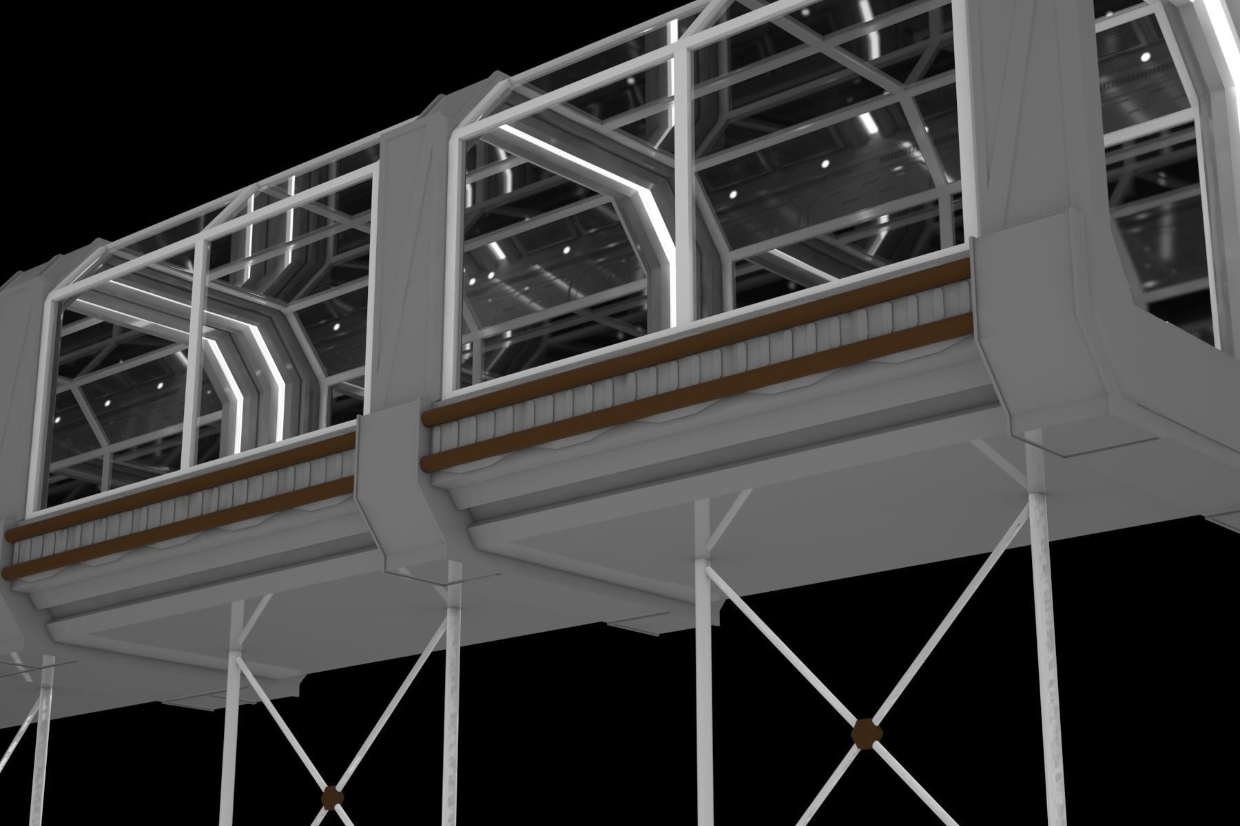 Modular Corridor Low-poly 3D model_4