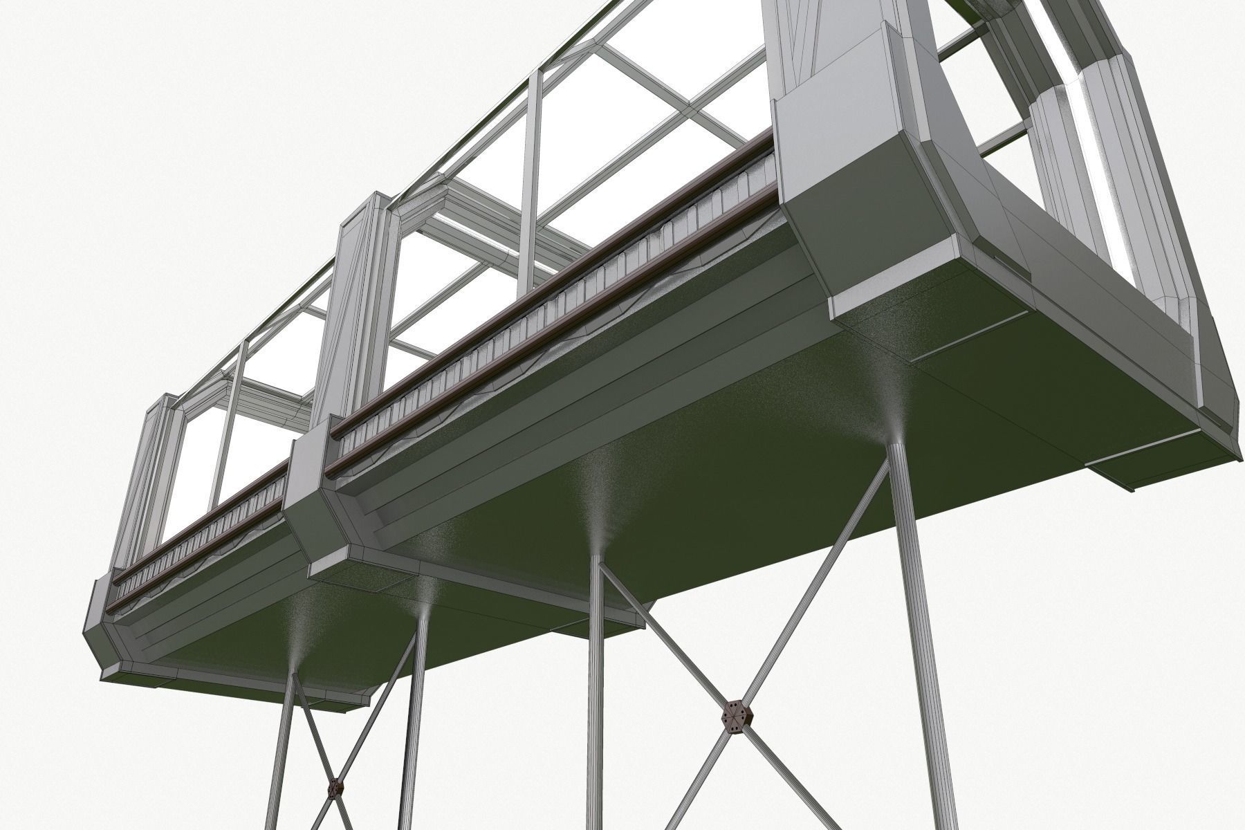 Modular Corridor Low-poly 3D model_8