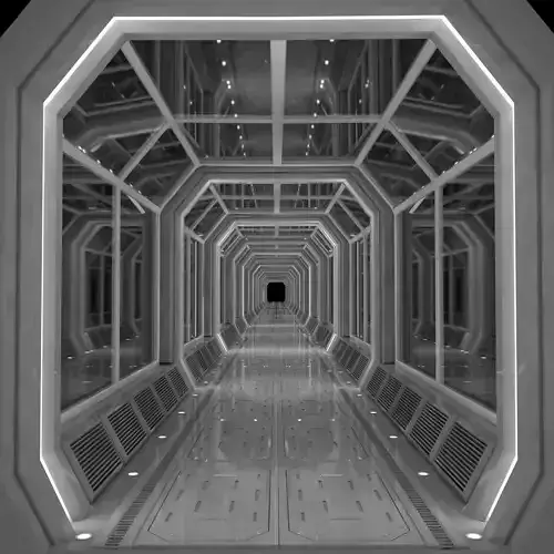 Modular Corridor Low-poly 3D model