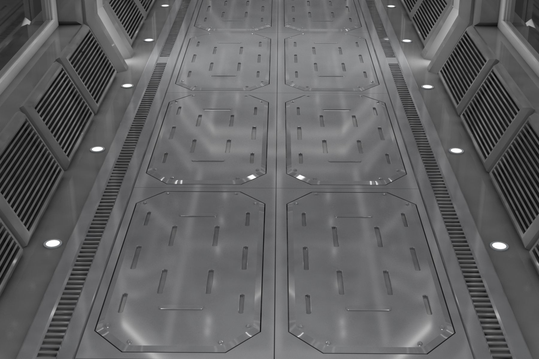 Modular Corridor Low-poly 3D model_2